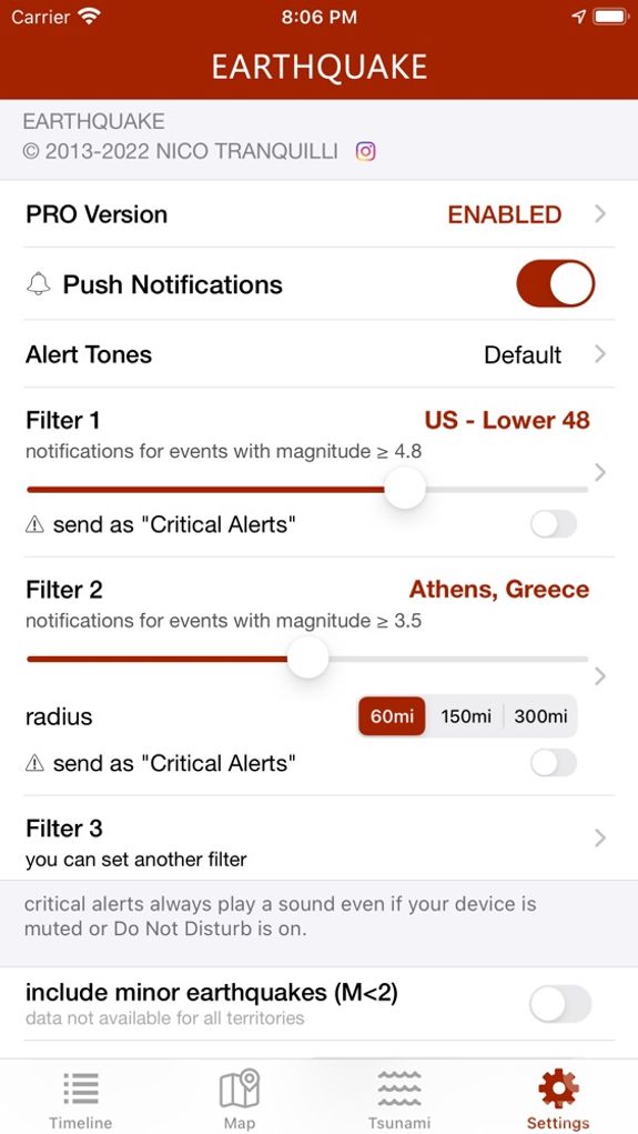 Earthquake - alerts and map