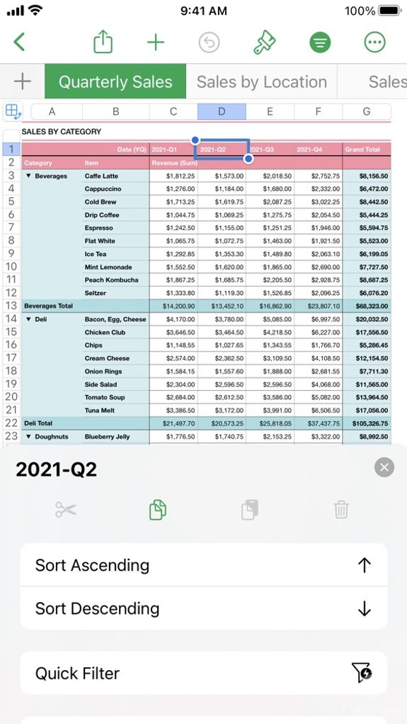 رسم جدول با Numbers