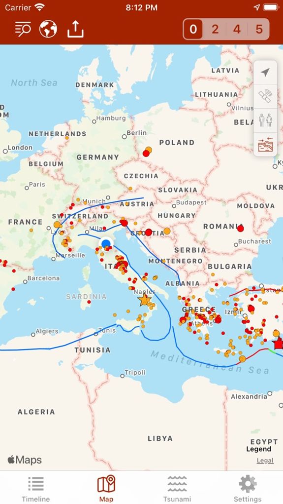 Earthquake - alerts and map