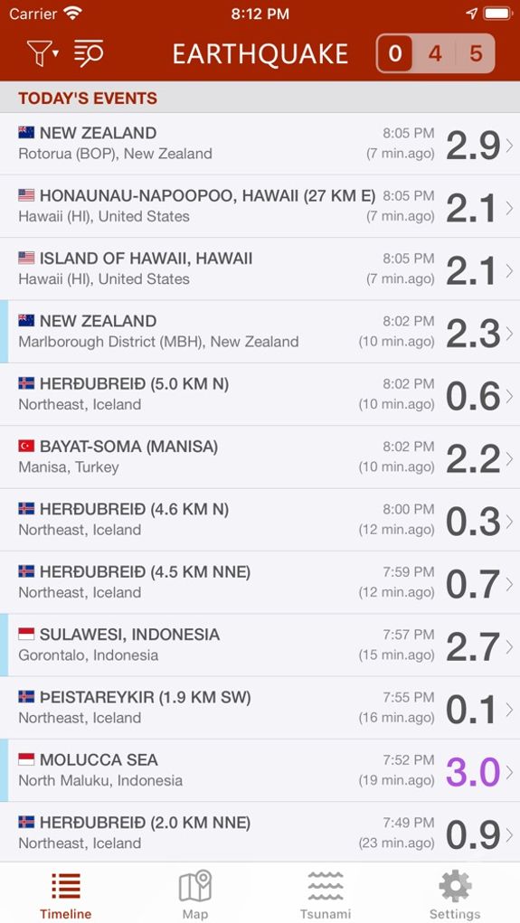 Earthquake - alerts and map