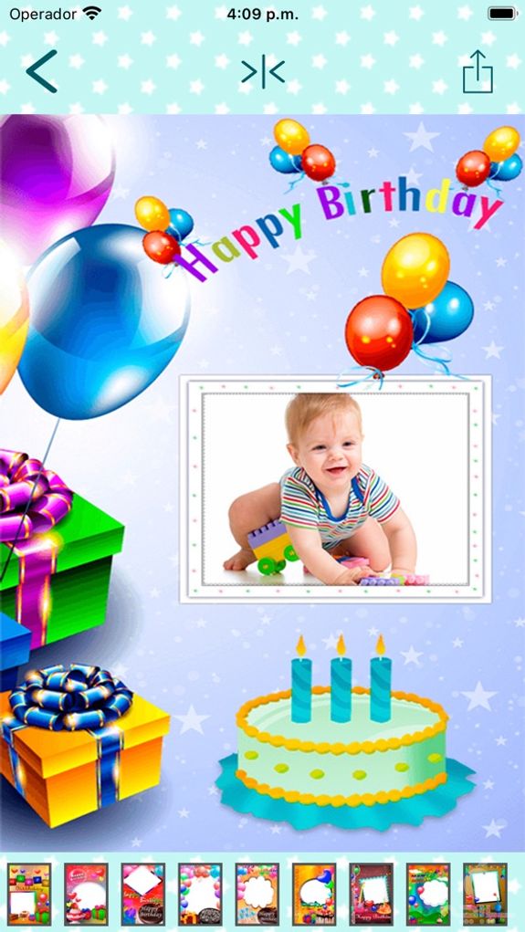 Happy birthday frames to create cards with photos