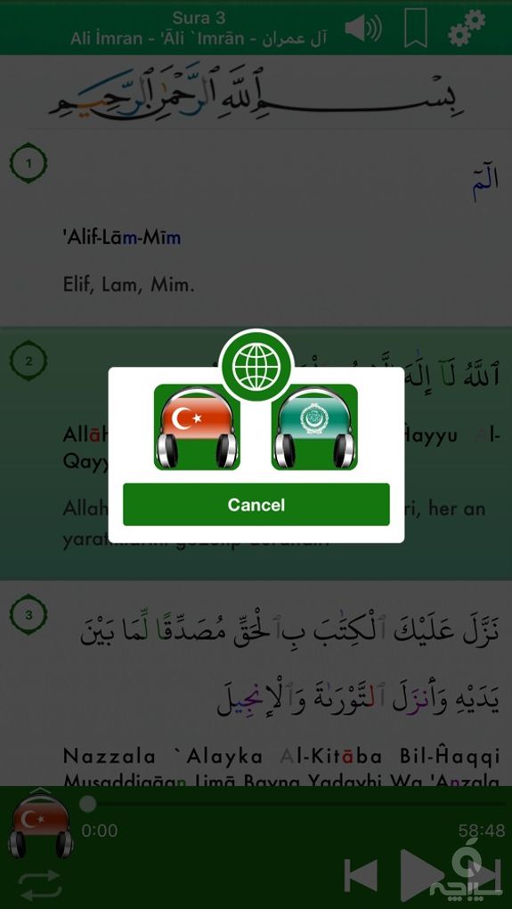 Kuran Ses Pro Türkçe, Arapça