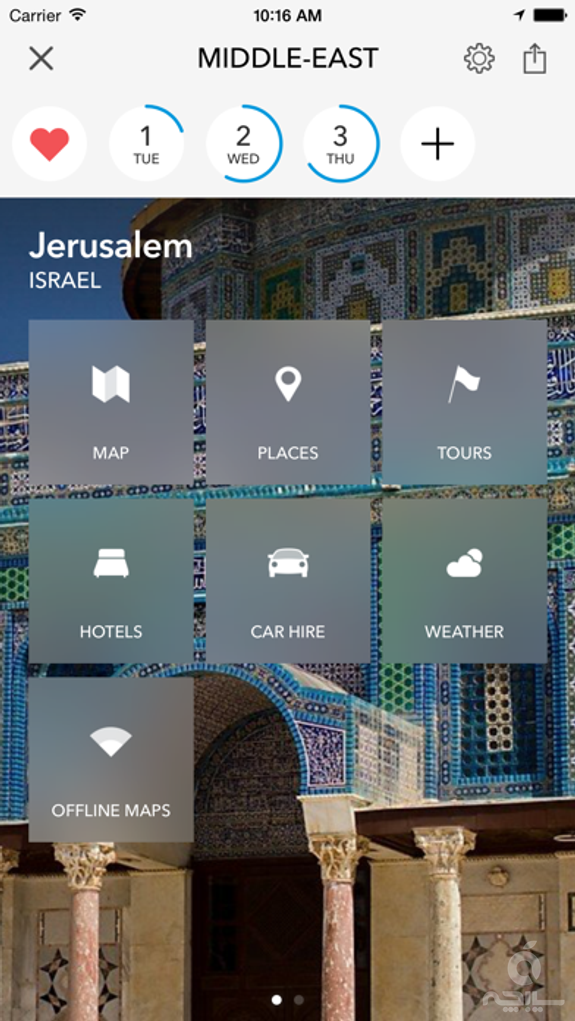 Middle East Trip Planner, Travel Guide & Offline City Map for Istanbul, Jerusalem or Tel Aviv