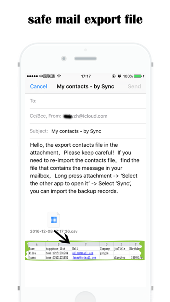 sync -contacts backup to file