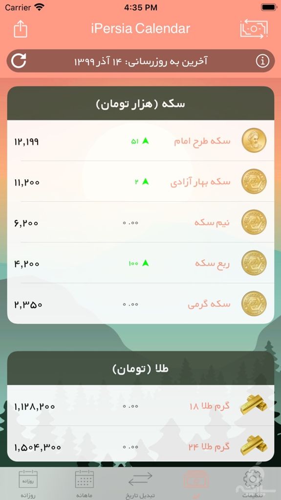 تقویم ارز |iPersia Calendar Arz