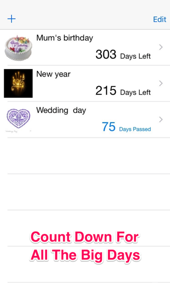 Days Until Date Alarm - New Years, Wedding, Birthday Countdown